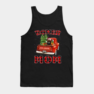 Christmas Boxer Mom Santa Hat Truck Tree Plaid Dog Mom Christmas Tank Top